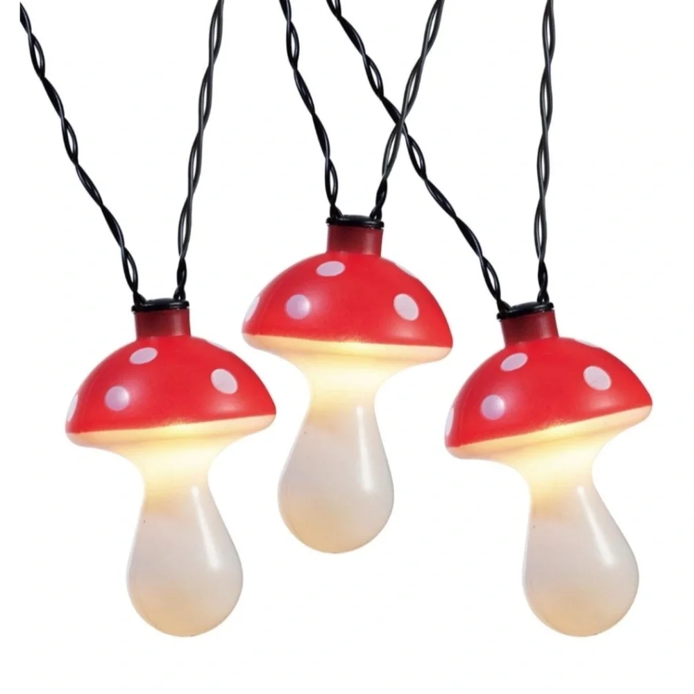 Mushroom Hippie Retro 70’s String Fairy led lights 10 Indoor only 6.5 Feet NWT